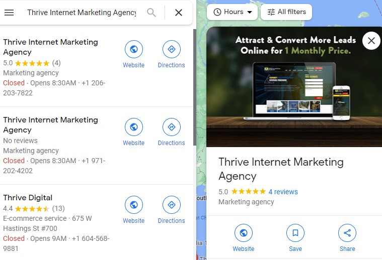 thrive internet marketing agency google